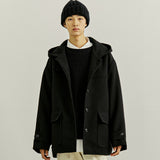 ウールブレンドフィールドフードコート / WOOL BLENDED FIELD HOOD COAT BLACK