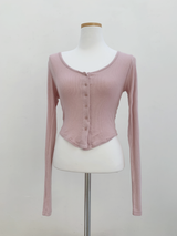 LuLu Button Slim Top (3color)