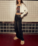 デニムダイアゴナルステッチドパンツ / DENIM DIAGONAL STITCHED PANTS (BLACK)