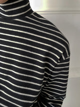 Never Peach Border High Neck T Shirt (2color) (6608574578806)