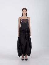 アンバランスシャーリングワンピース / UNBALANCED SHIRRING LONG DRESS