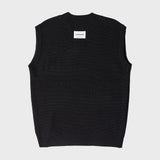 BADGE KNIT VEST (BLACK) (6603658395766)