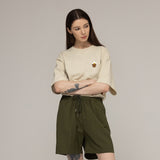 スモールバッグハグフラワービールスマイルショートスリーブTシャツ/Small Back Hug Flower Bear Smile Short-Sleeved T-Shirt