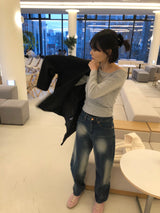 ファニーダイアグナルスリムオフショルダーTシャツ