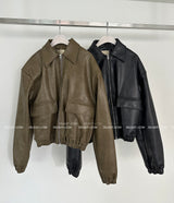Big Pocket Vintage Leather Jumper