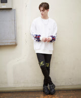 ファイヤーパターン袖プリントトレーナー/スウェット/FIRE PATTERN SWEATSHIRT (4580960993398)