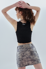 スモッグレザーローライズスカート / smog leather lowrise skirt_charcoal