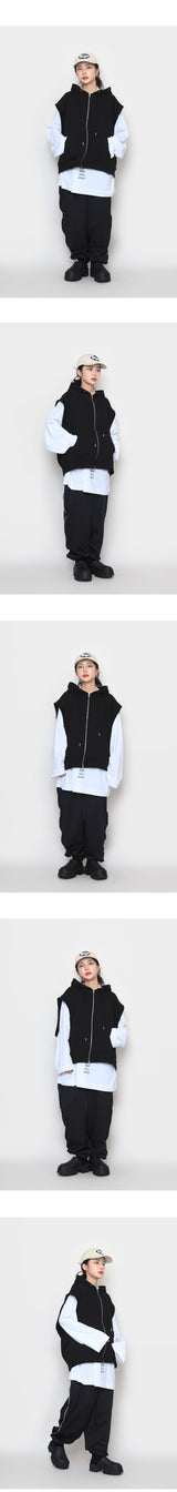 2wayフードジップアップベスト / Two-Way Hooded Zip-Up Vest