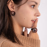 シグネイチャーボタンウィズニットリング/Merry,Motive signature button with knit ring (Wine)