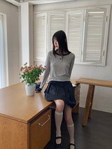 アンズレイヤードカラーコンビネーションラウンドロングスリーブウォーマーTシャツ