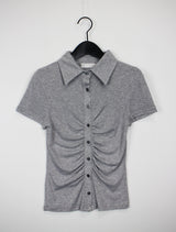 ティアショートスリーブボタンTシャツ/Tear Short Sleeve Button T-shirt (4color)