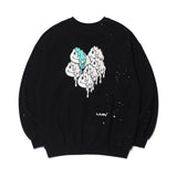 HEART PRINTING PAINTING SWEAT SHIRT-BLACK