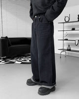 ワイドボタンデニムパンツ / SI Wide Button Denim Pants (2 colors)