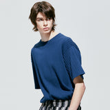 ジャカードニットTシャツ / jacquard knit t-shirt blue