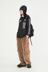 Curve piping velour cargo banding pants