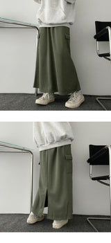 Neeson Back Slit Cargo Long Skirt