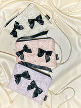 Glossy Organza Ribbon Zip-pouch (M)