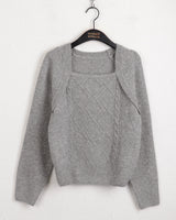 Baba Twisted Bolero Square Neck Long Sleeve Knit