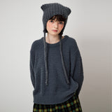 MOHAIR EARMUFF BEANIE, CHARCOAL