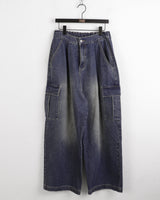 [MADE] Wooko Pintuck Cargo Back Banding Wide Denim Pants