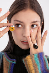 チャビーハートペンダントサージカルオープンリング/Chubby heart pendant surgical open ring (yellow)