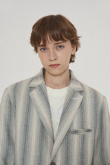 POCKET STRIPE BLAZER JACKET / GREY (6601031155830)