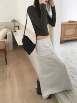 Minto zipper pocket cargo training back-open banding long skirt
