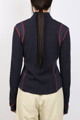 エアケーブルニットハーフ2WAYジップアップジャケット / AIR CABLE KNIT HALF 2WAY ZIP UP JACKET-NAVY LIGHT
