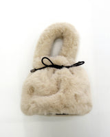 Lotu Fur Ribbon String Fur Tote Cross Shoulder Bag