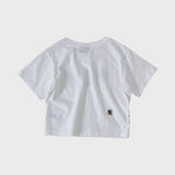 スティプル半袖クロップTシャツ / STIPPLE SHORT SLEEVE CROP TEE (WHITE)