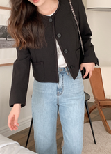 [SHOPPERMADE] Mood No Collar Round Jacket (2color)