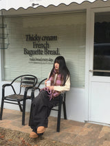 Coing brush check long muffler scarf