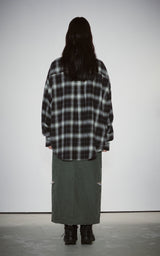  ROUNDED COLLAR CHECK SHIRT_BLACK