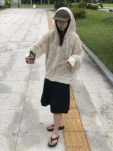 ネッティングニットフードジップアップ