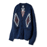 CHIMAYO PATTERN BRUSHED CARDIGAN NAVY