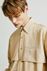 trench welt pocket shirt jacket beige (6615485153398)