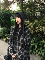 デイリーヴィンテージフード付きチェックシャツ