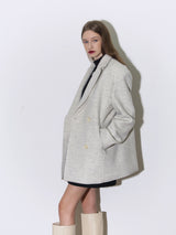 BELTED HALF COAT - LIGHT MELANGE (6636724650102)