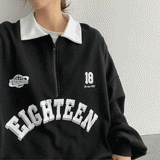 Aティーンカラーハーフジップアップカラースウェットシャツ / A-TEEN colored half zip-up collar sweatshirt