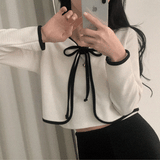 [SET] Present Ribbon Coloring Knit Cardigan + Sleeveless Set, Two Piece - 2 colors