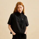 モノチェリーウーブンハーフプルオーバー／MONO CHERRY WOVEN HALF PULLOVER [BLACK]