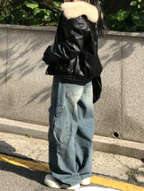 vintage fur two-way blouson jumper
