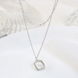 デイリースクエアレイヤードネックレス / Daily Square Layered Necklace (2 color)