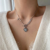 ハートエンジェルトグルバーボールドネックレス/ejj Heart Angel Toggle Bar Bold Necklace
