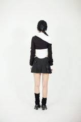 ベルトチェックプリーツスカート / BELTED CHECK PLEATS SKIRT #BLACK