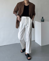 マンスリネンツータックベルトスラックス / Month )  linen two-tuck belt slacks (3 colors)