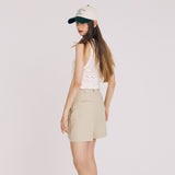 ツーボタンピンタックウールショーツ / TWO BUTTON PINTUCK WOOL SHORTS (KAHKI)