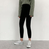 Whiskered Two-Button High Waist Skinny Jeans