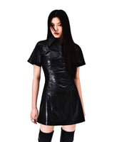DOUBLE PIN-TUCK RIBBED MIX ONE PIECE (BLACK) (6654704451702)