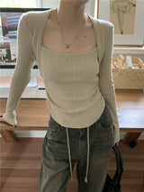 round semi ribbed long sleeve tee
